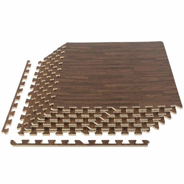 Stalwart Foam Floor Mat 6PK - 24 SQFT, Dark Wood, 6PK 75-6403